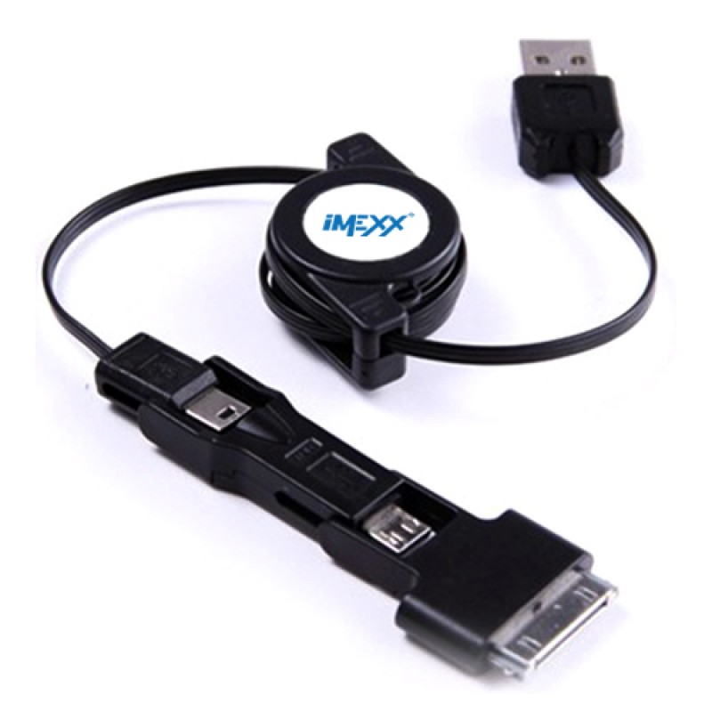 CABLE IMEXX 3 IN 1 RETRACTABLE MINI USB, MICRO USB, IPHONE