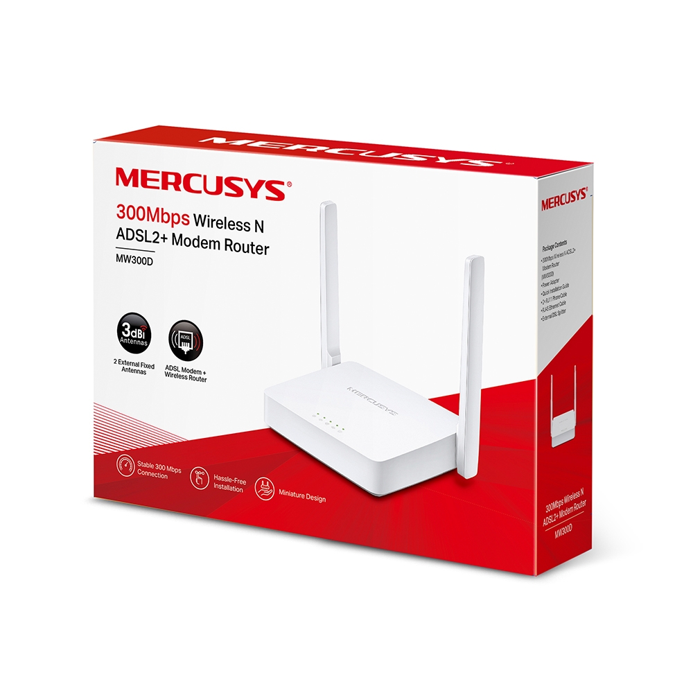 MODEM+ROUTER MERCUSYS 300MBPS N ADLS2+