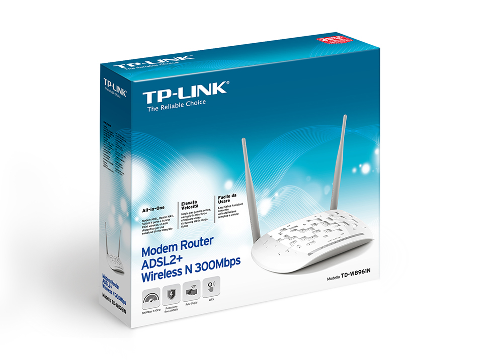 MODEM+ROUTER TP-LINK 300MBPS N ADLS2+