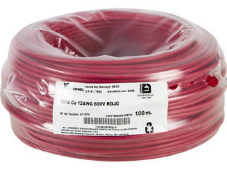 CABLE THW CU 12AWG 600V ROJO 100M