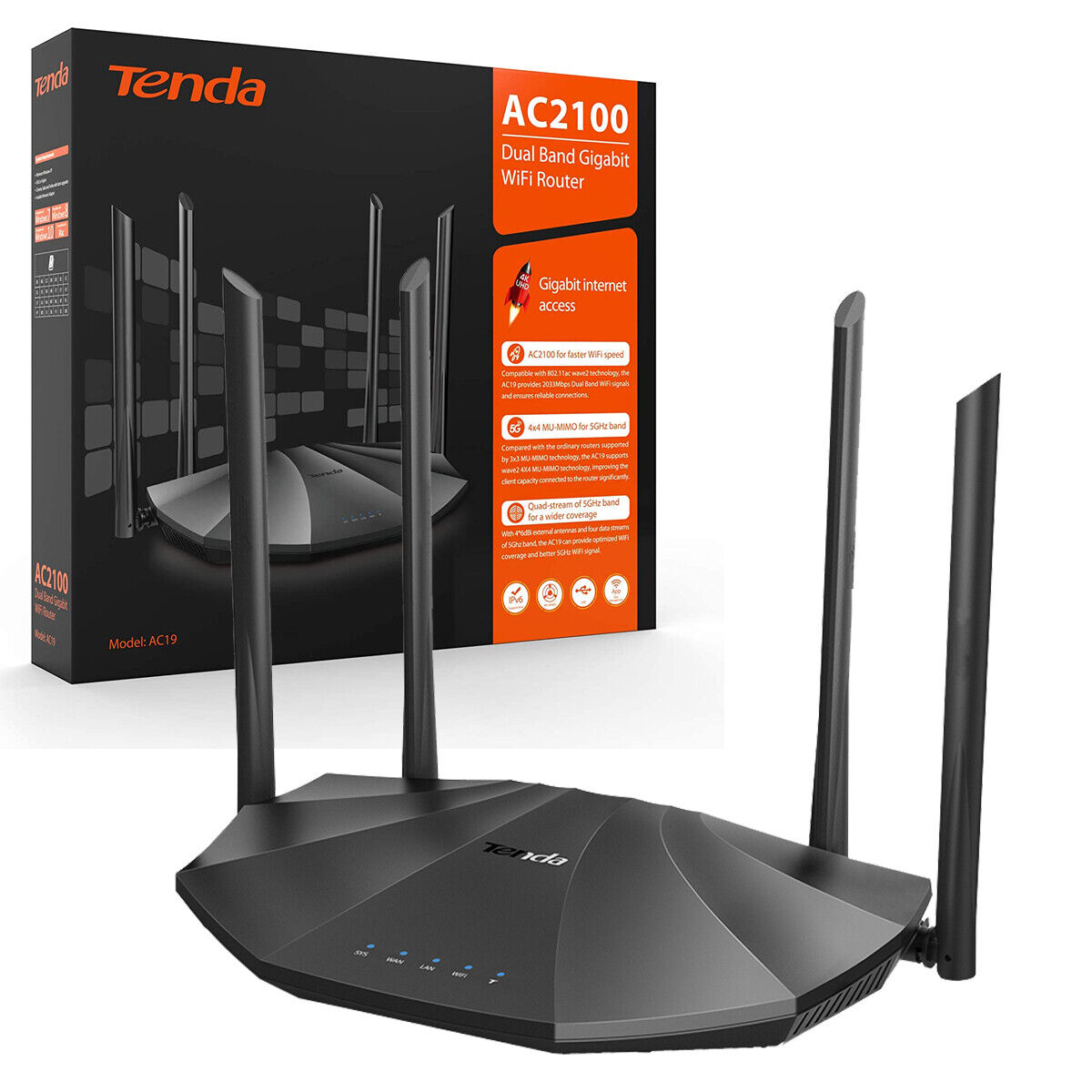 ROUTER AC2100 TENDA AC19 GIGABIT 4ANT