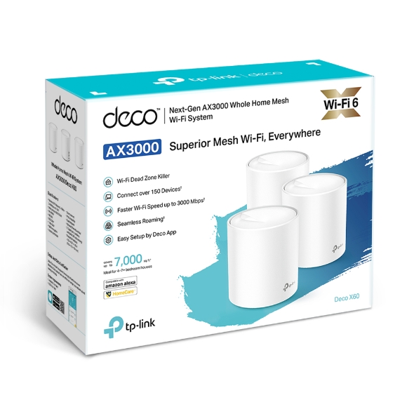 DECO TP LINK X60 3PACK AX5400 WHOLE HOME WIFI6 MESH