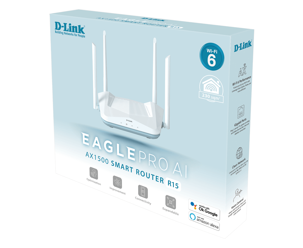 ROUTER AX1500 SMART D-LINK R15 4ANT WIFI6 GIGABIT