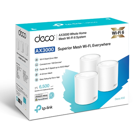 DECO TP LINK X50 3PACK AX3000 WHOLE HOME WIFI6 MESH