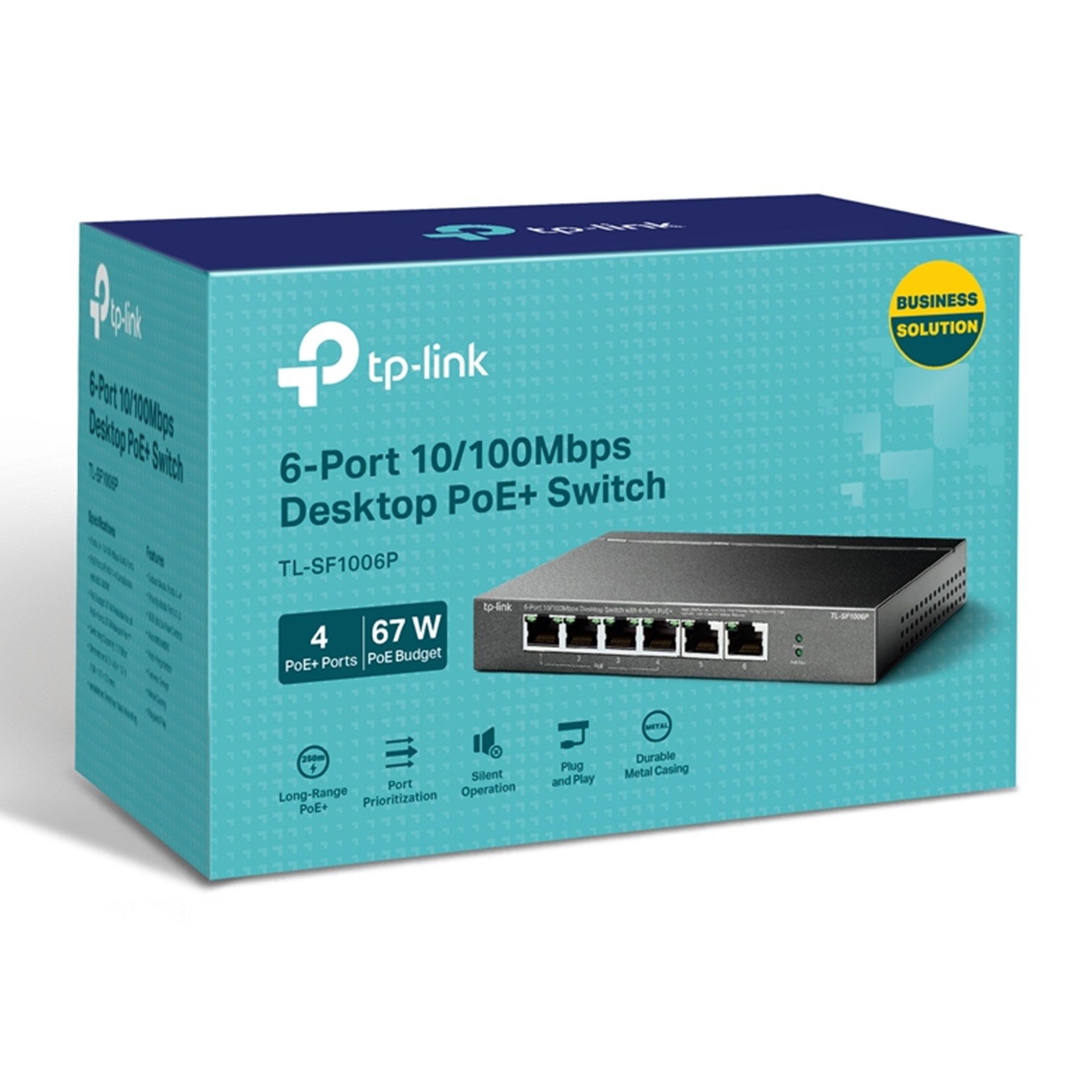 SWITCH TP-LINK 6 PUERTOS 10/100MBPS CON 4 POE+ DESKTOP