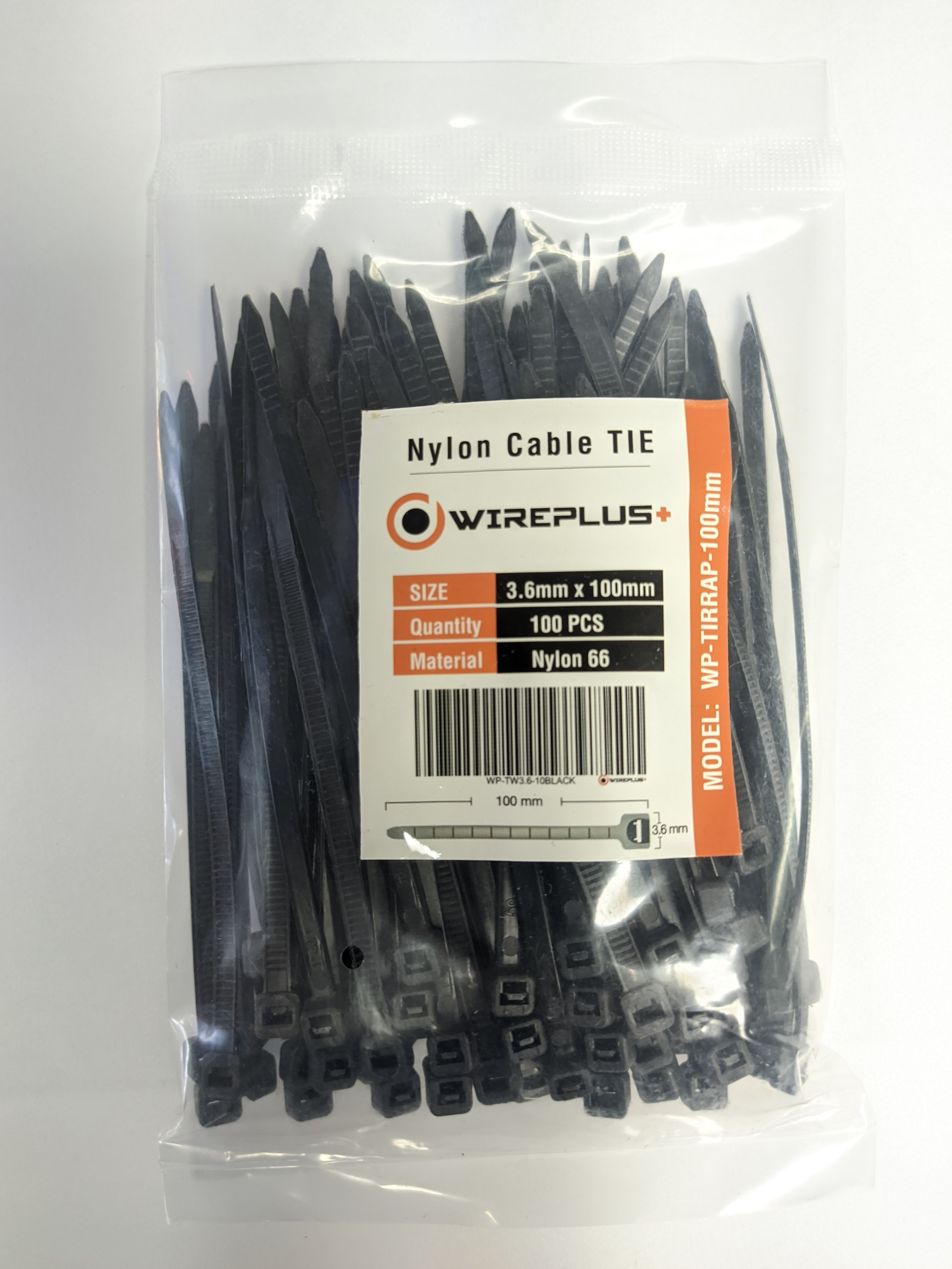 TIRRAP WIREPLUS+ 3.6MM X 10CM NEGRO 100U