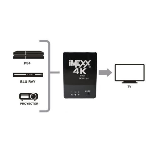 SWITCH IMEXX HDMI 1080P/HD/4K/2K, 3 ENTRADA 1 SALIDAS