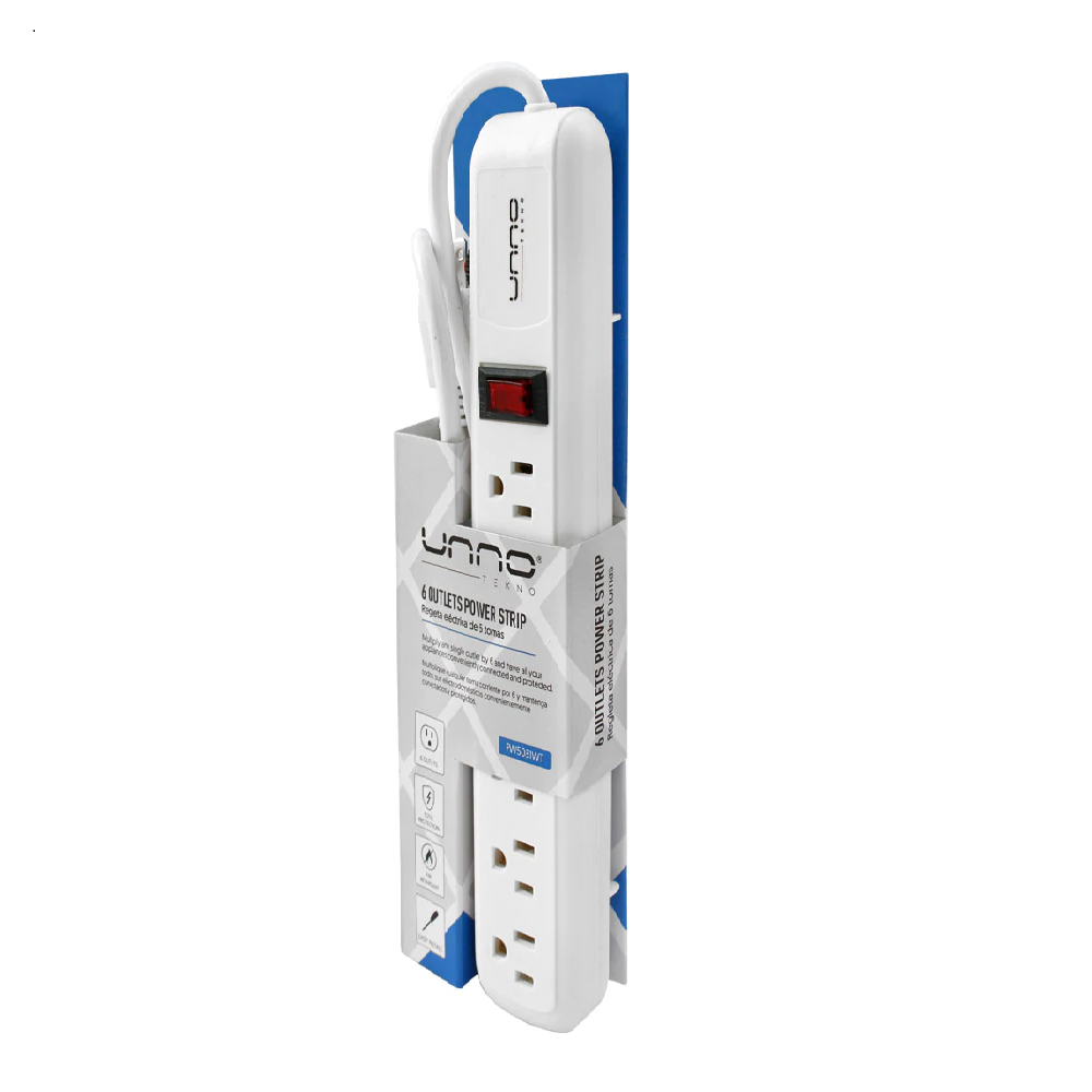 REGLETA UNNO PW5081WT 6 TOMAS 120V PROTECCION CONTRA PICOS