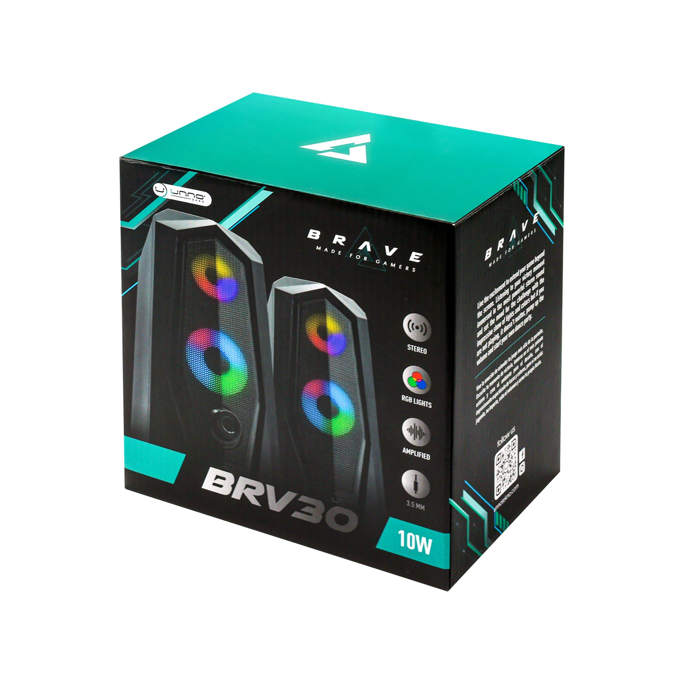 CORNETA DESKTOP GAMING UNNO TEKNO BRV30 RGB 10W 2.0 HIFI