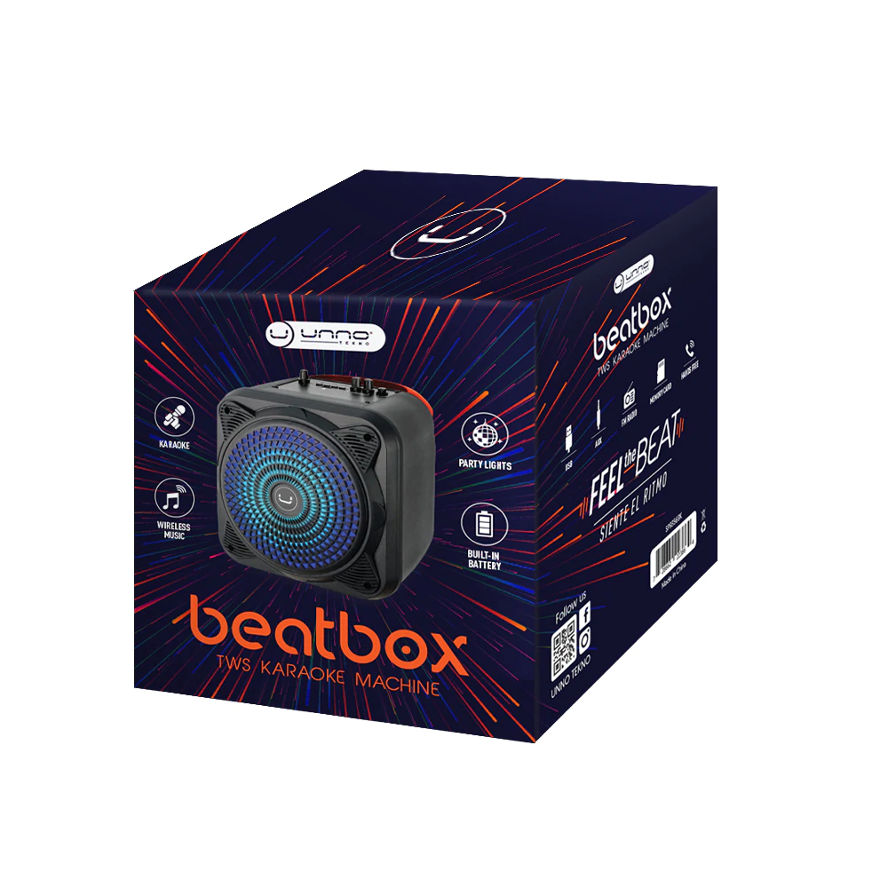 CORNETA UNNO TEKNO BEATBOX RGB KARAOKE MICROFONO BLUETOOTH