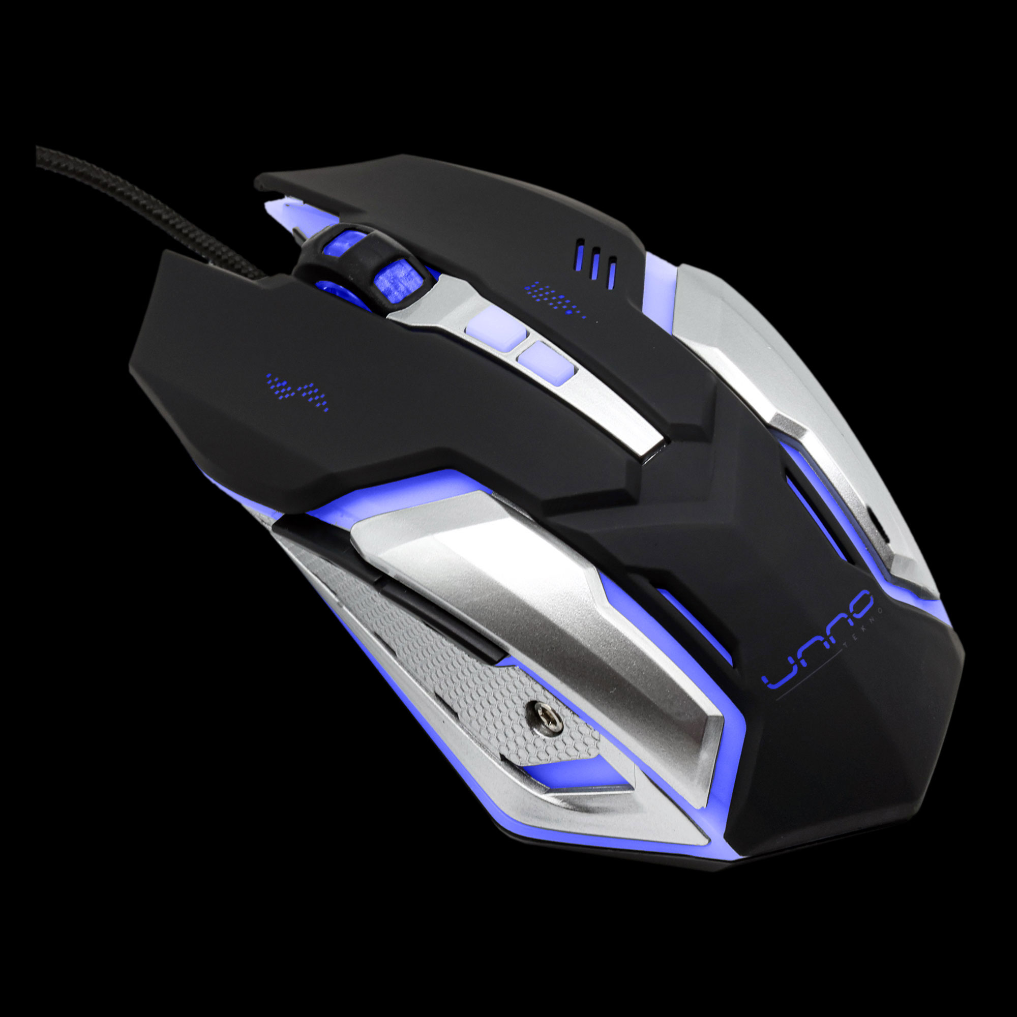 MOUSE GAMING UNNO TEKNO USB BRAVE PLATA NEGRO 2400DPI