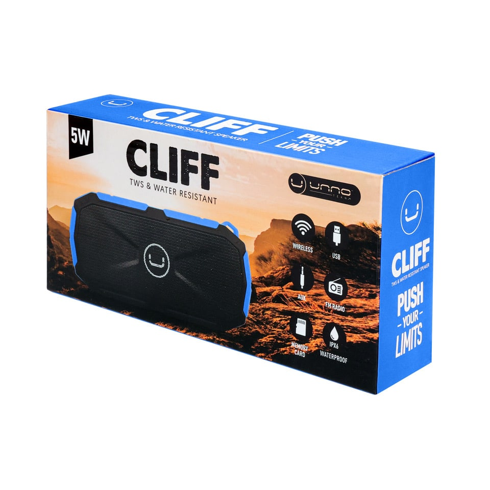 CORNETA UNNO TEKNO CLIFF IPX6 BLUETOOTH USB MICROSD AUX AZUL