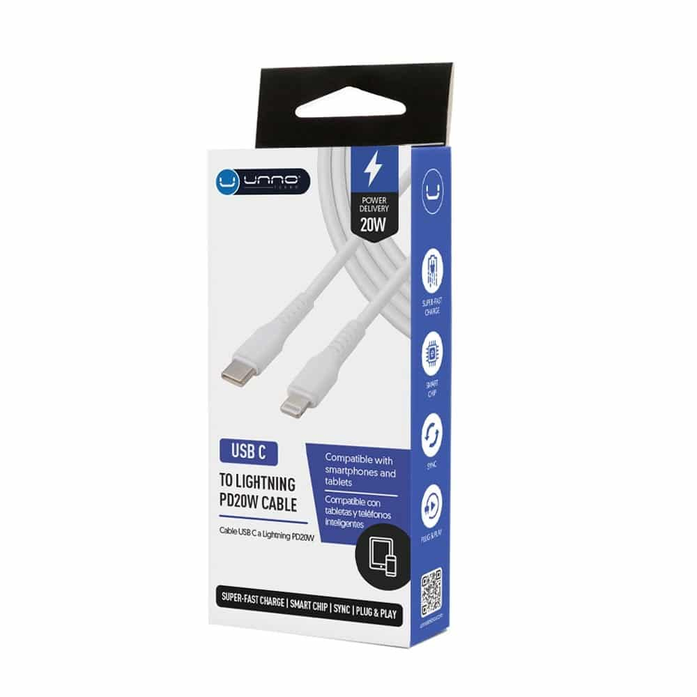 CABLE UNNO TEKNO TIPO C A IPHONE LIGHTNING PD20W 1.5M