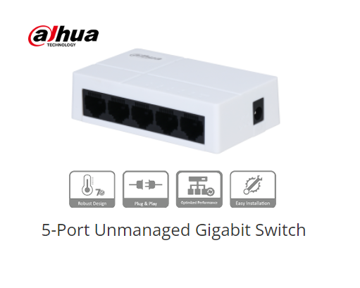 SWITCH DAHUA 5 PUERTOS GIGABIT 10/100/1000MBPS PLASTICO