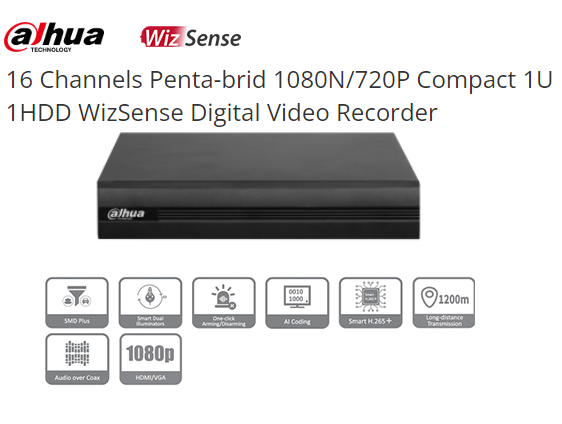 DVR DAHUA 16CH 1080N WIZSENSE 5EN1 H265+