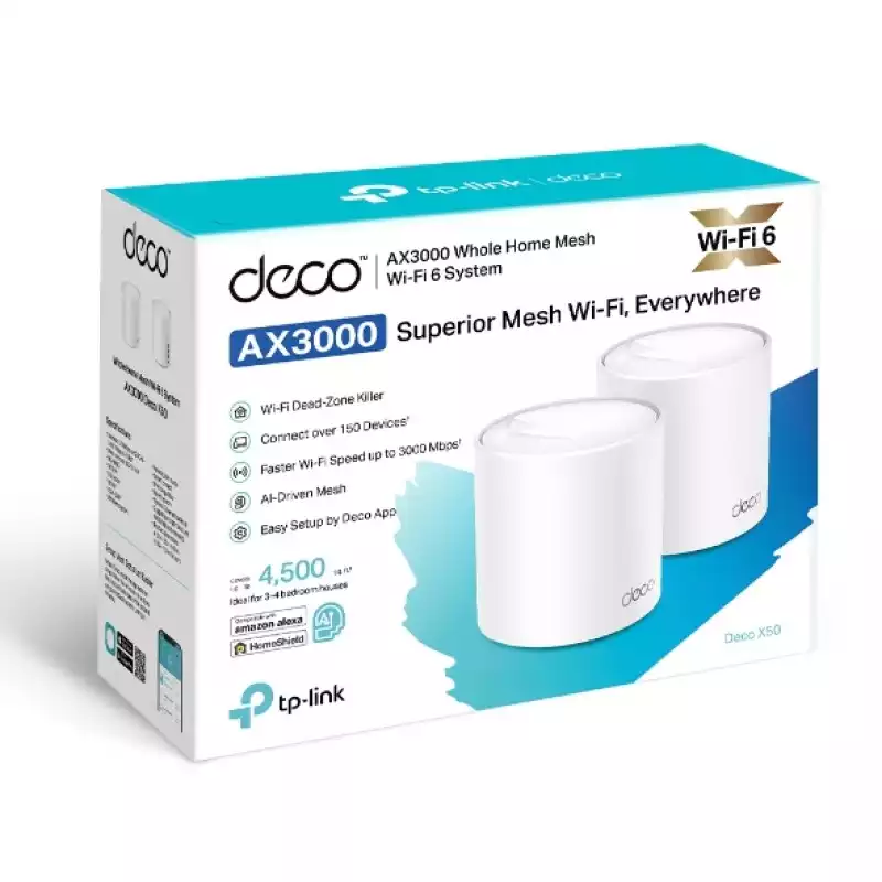 DECO TP LINK X50 (2-PACK) AX3000 WHOLE HOME WIFI6 MESH