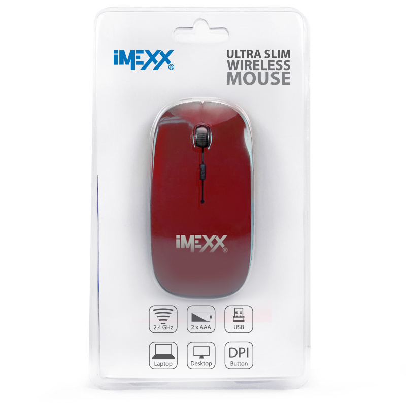 MOUSE INALAMBRICO IMEXX 26316 ULTRA SLIM ROJO