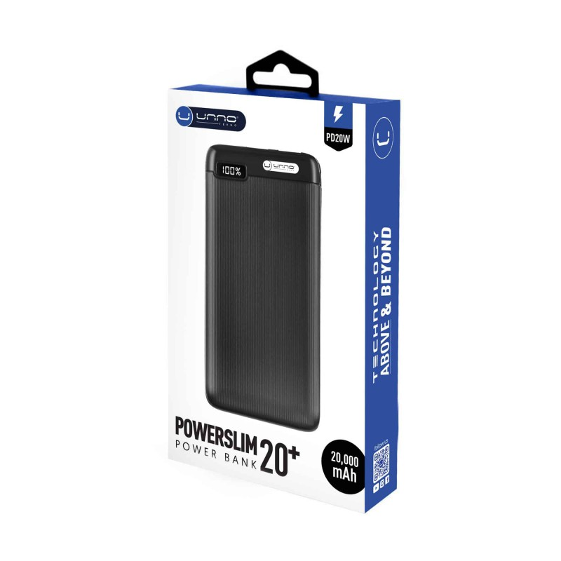 POWERBANK UNNO TEKNO POWERSLIM+ 20000MAH 2USB 18W 1USB-C 20W