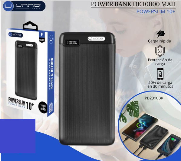 POWERBANK UNNO TEKNO POWERSLIM+ 10000MAH 2USB 18W 1USB-C 20W