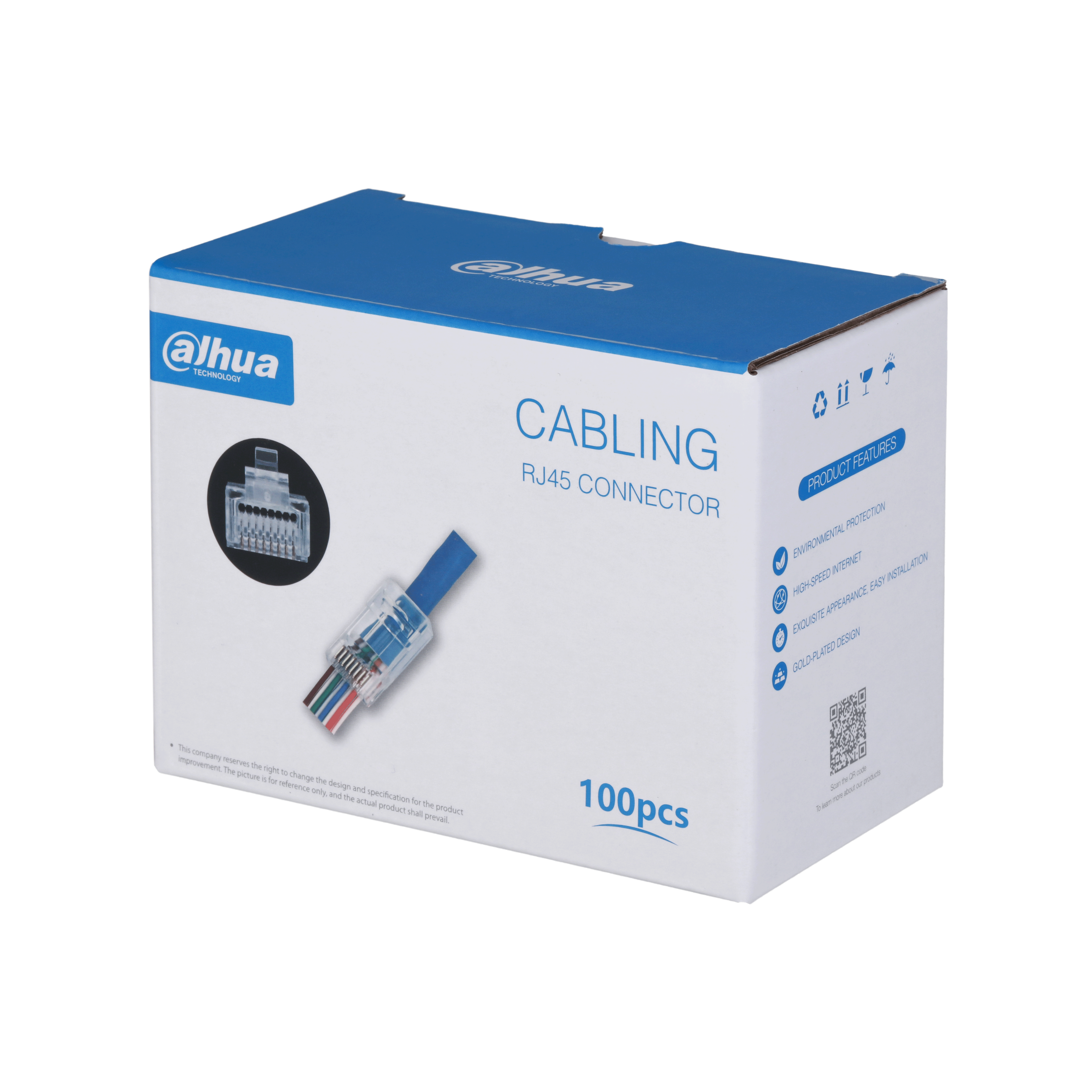 CONECTOR DAHUA RJ45 CAT5E PASANTE PASS THROUGH 100U