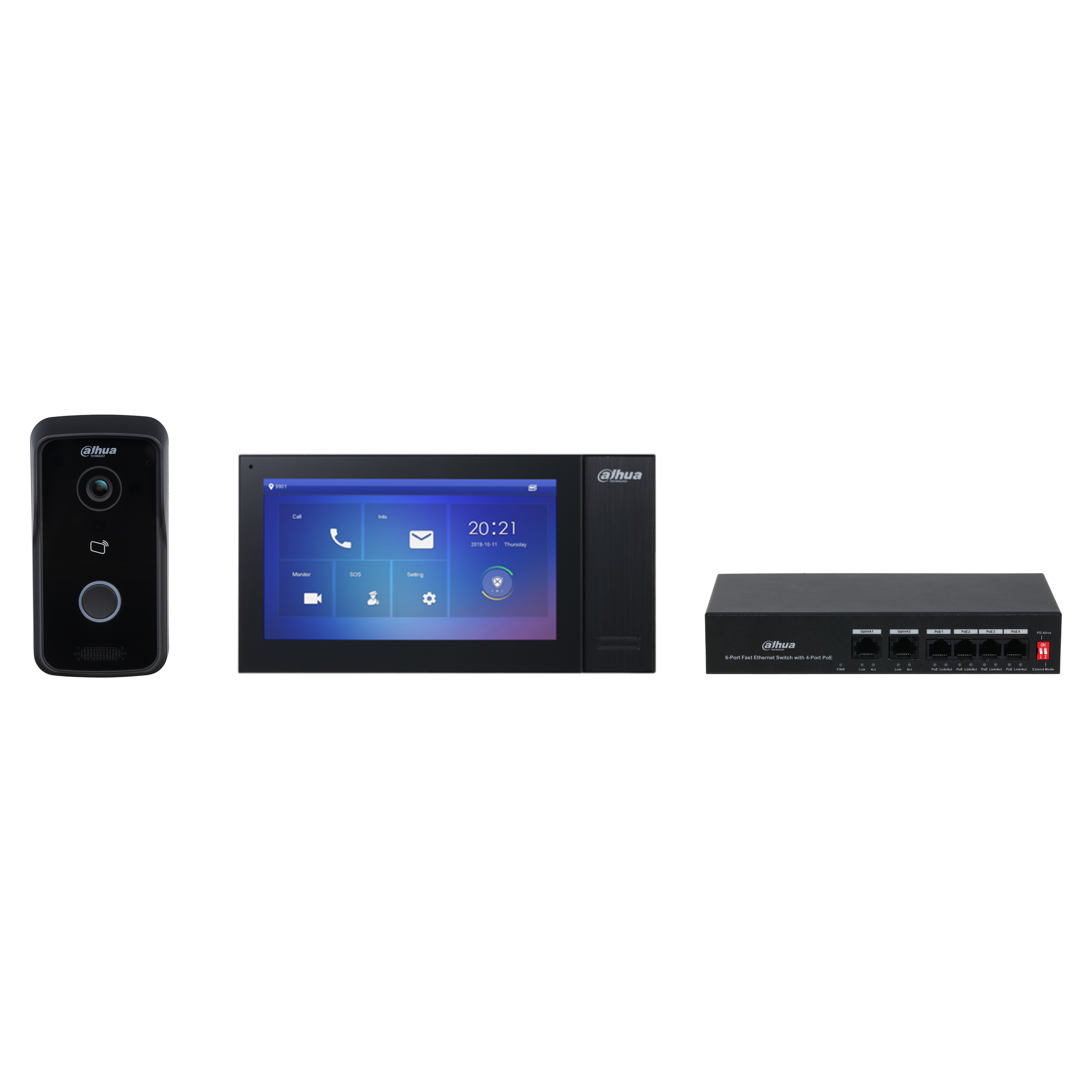 KIT VIDEO PORTERO DAHUA IP POE IP65 INCLUYE SWITCH POE