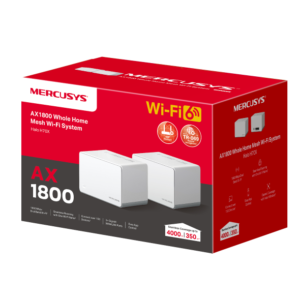 HALO H70X(2-PACK) MERCUSYS AX1800 WHOLE HOME WIFI MESH
