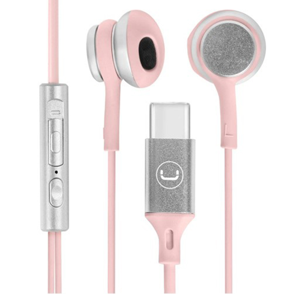 AUDIFONOS AURICULAR MANOS LIBRES TIPO C UNNO TEKNO ROSA