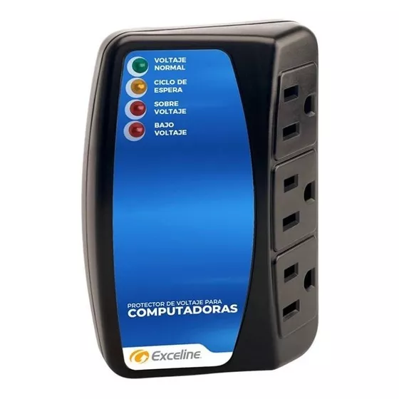PROTECTOR VOLTAJE EXCELINE COMPUTADORAS 120V 3TOMAS SUPRESOR
